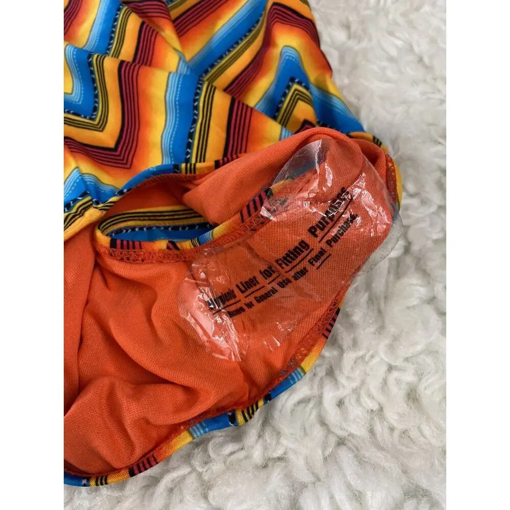 Joe Boxer Girls 1-Piece Swim Suit Multicolor Orange STRIPE NWT size 10